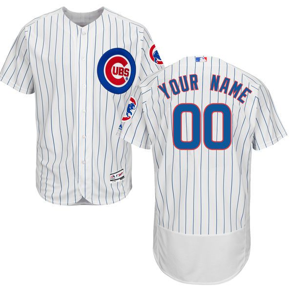 Men Chicago Cubs Majestic Home White Royal Flex Base Authentic Collection Custom MLB Jersey